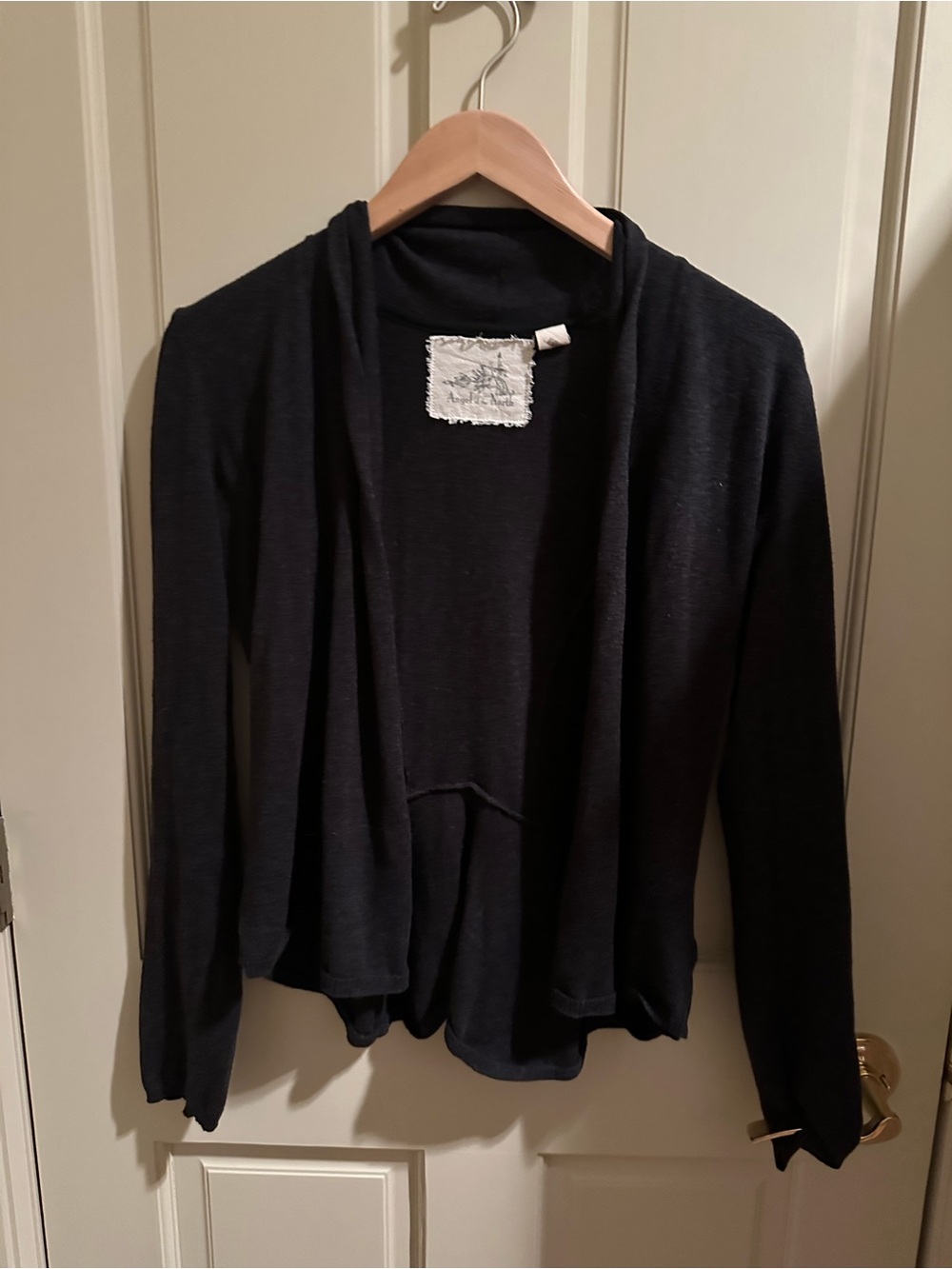Angel of the North sz S charcoal grey open front cardigan sweater cashmere blend